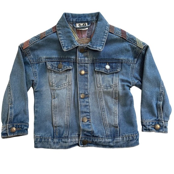 Cotton On Kids Denim Jacket Embroidered Sunburst 3-4 - Picture 1 of 6